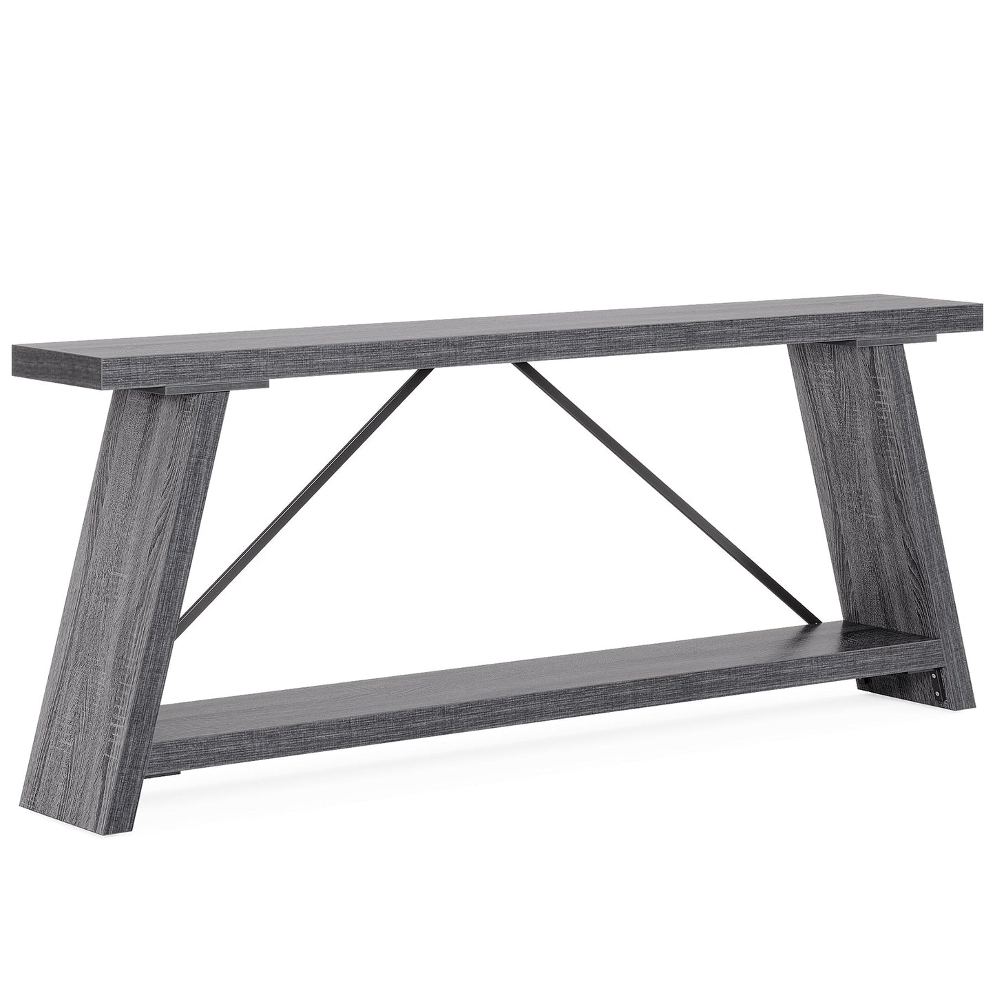 70.9 Inches Long Rustic Wood Console Sofa Table with Storage Shelf