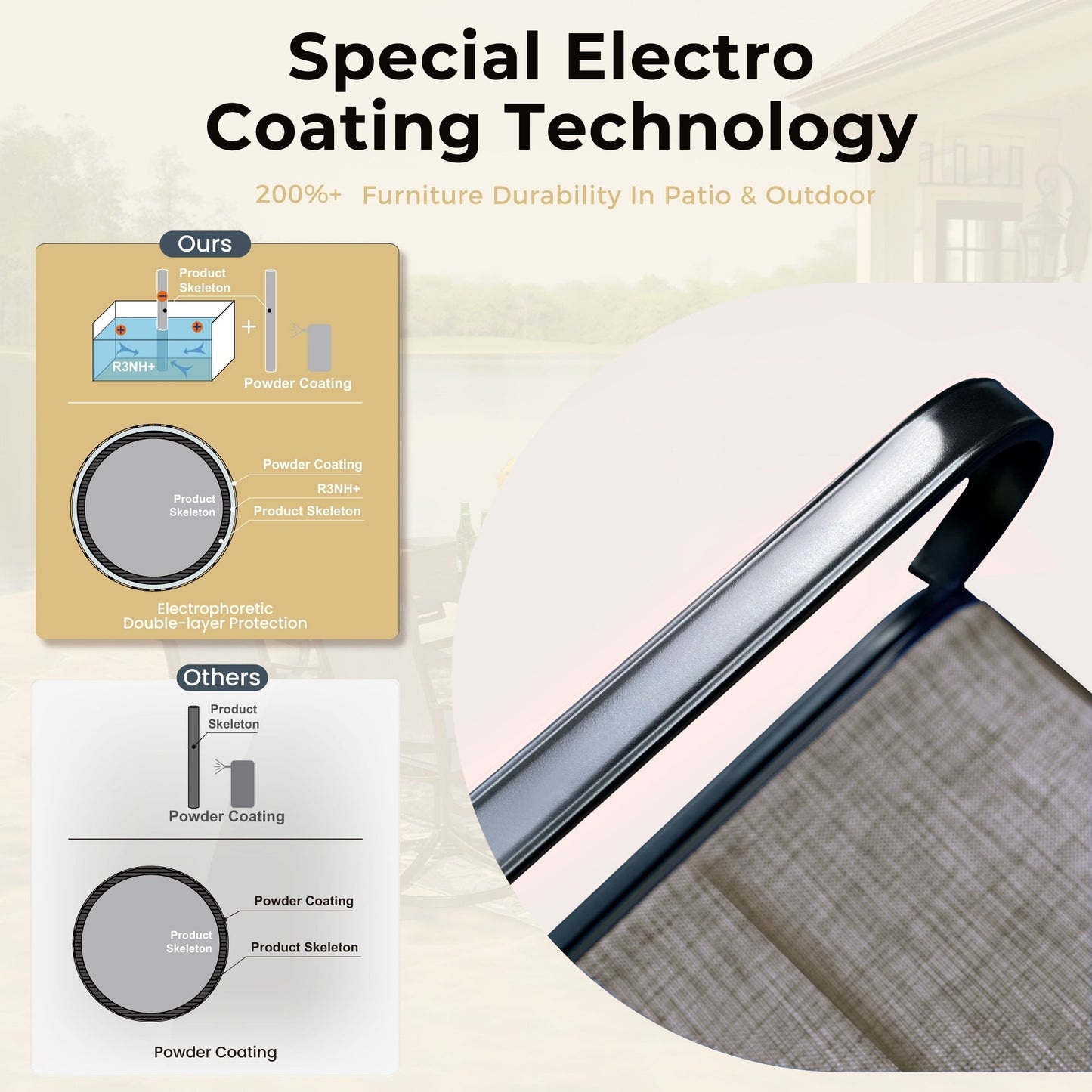 MAISON ARTS 8 PCS Patio Dining Set with 13ft Patio Umbrella