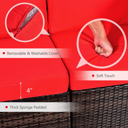 8PCS Patio Rattan Furniture Set Fire Pit Table Tank Holder Cover Deck