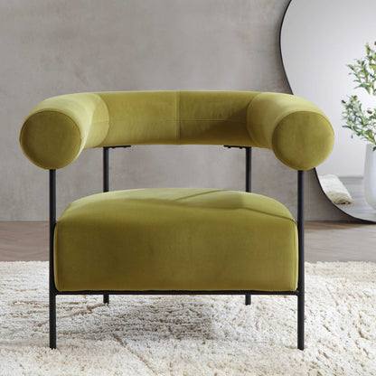 Fulbourn Olive Green Velvet Armchair