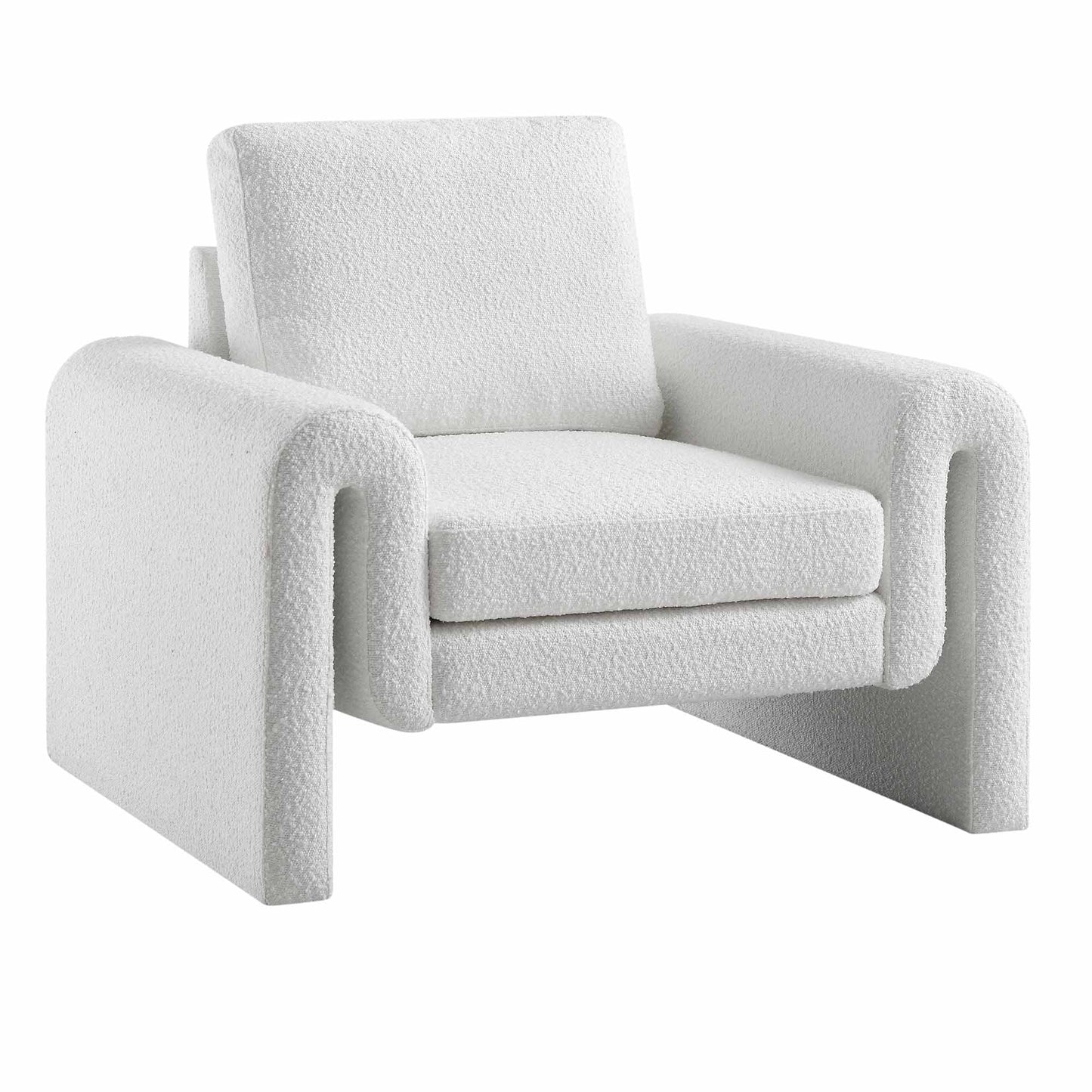 Hampstead White Boucle Curved Armchair