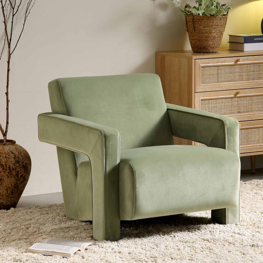 Brompton Sculptural Armchair, Lichen Velvet