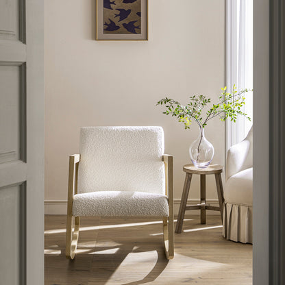 Fyne Ecru Boucle Rocking Natural Oak Armchair