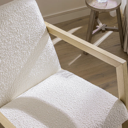 Fyne Ecru Boucle Rocking Natural Oak Armchair