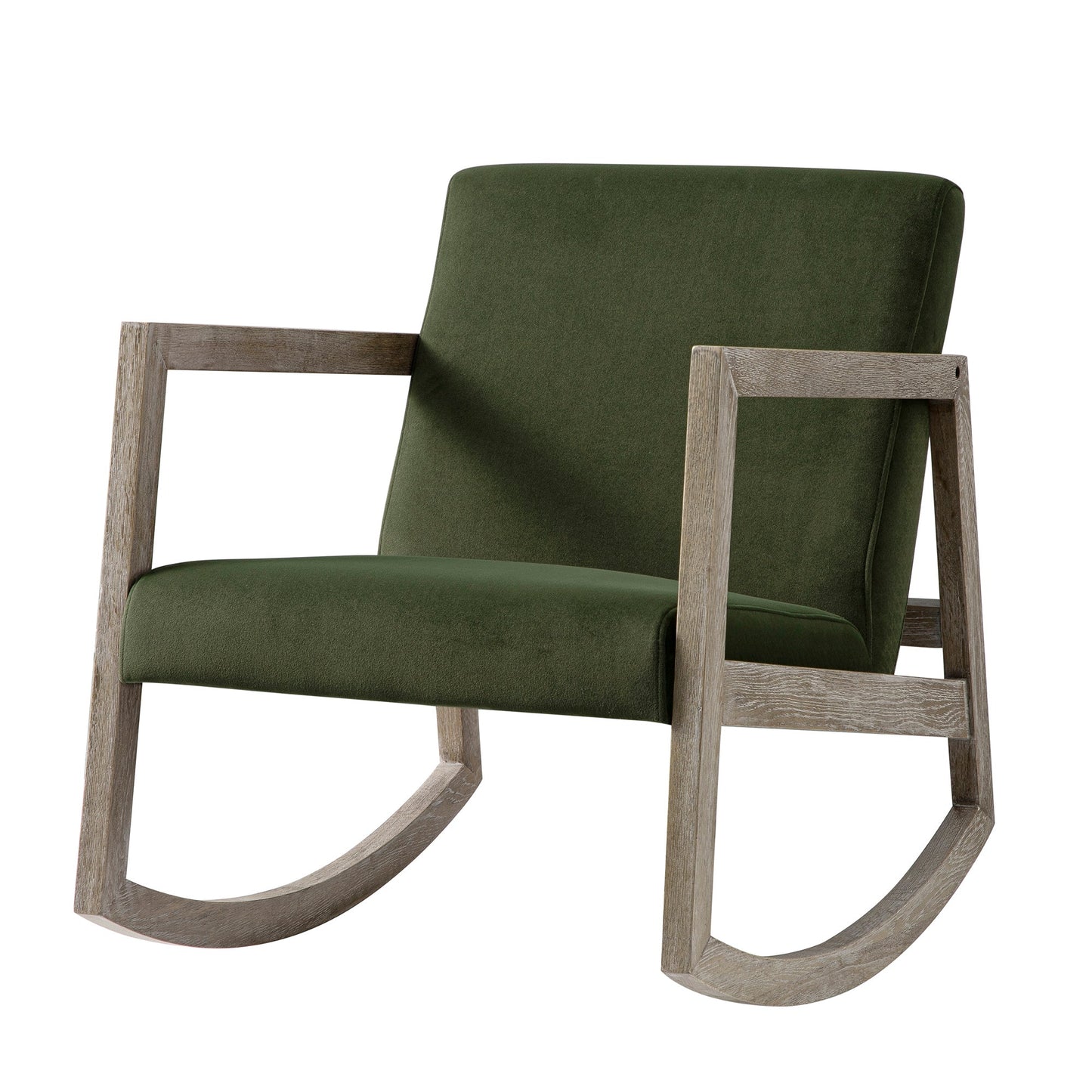 Fyne Moss Green Velvet Rocking Weathered Oak Armchair