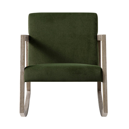 Fyne Moss Green Velvet Rocking Weathered Oak Armchair