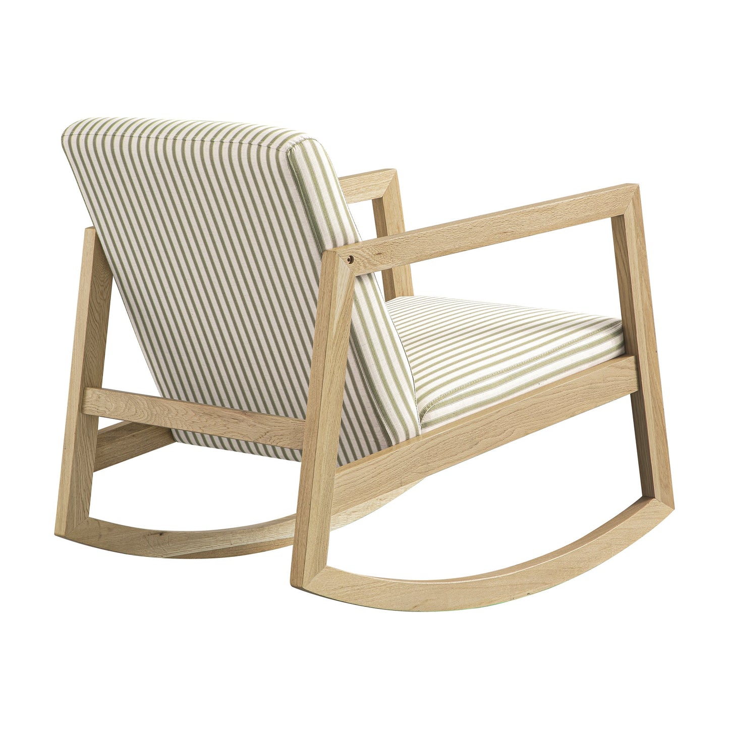 Fyne Sage Striped Linen Blend Natural Oak Rocking Armchair