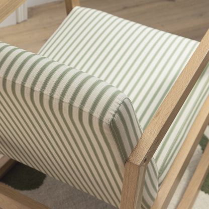 Fyne Sage Striped Linen Blend Natural Oak Rocking Armchair