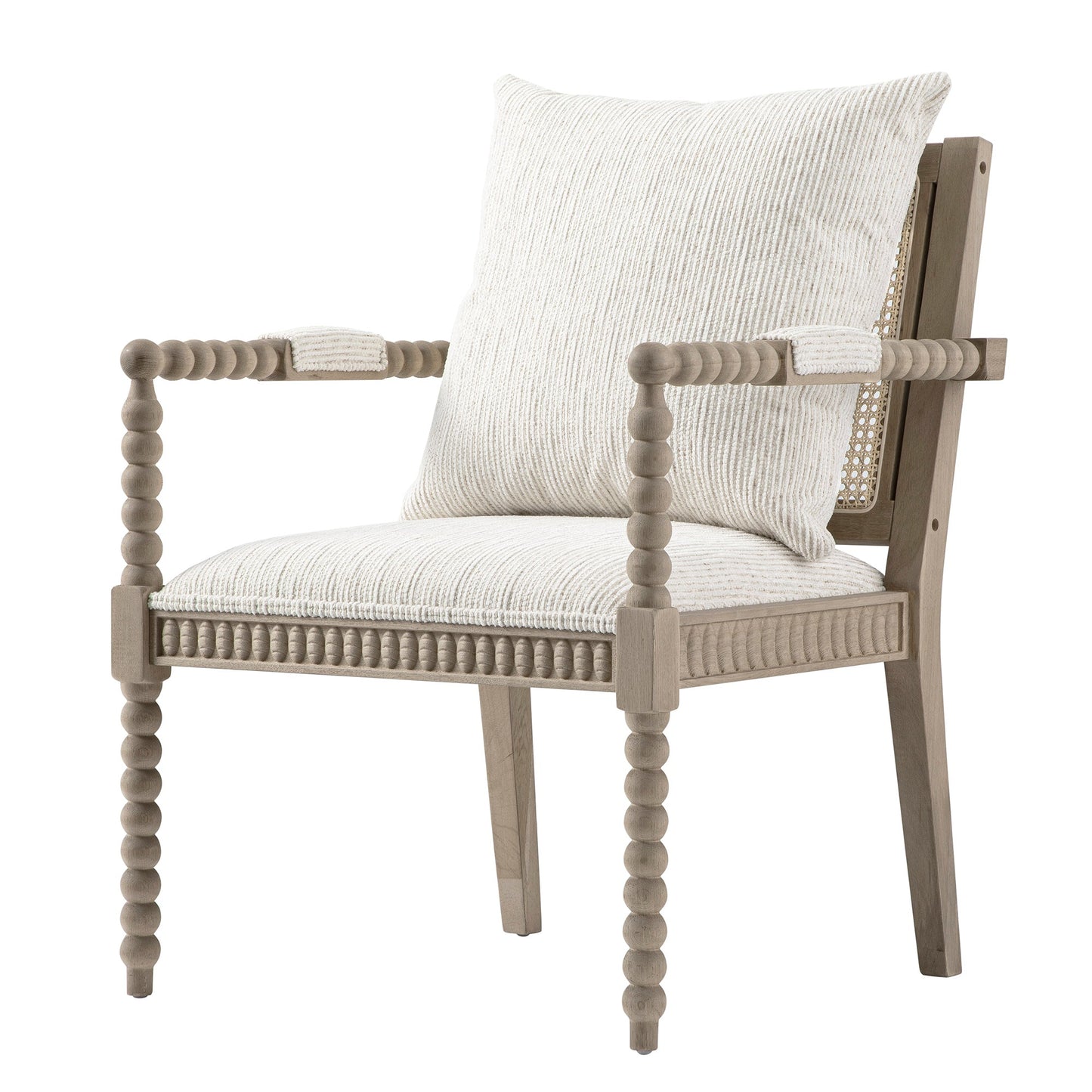 Hemingford Beige Textured Fabric Bobbin Washed Oak Armchair