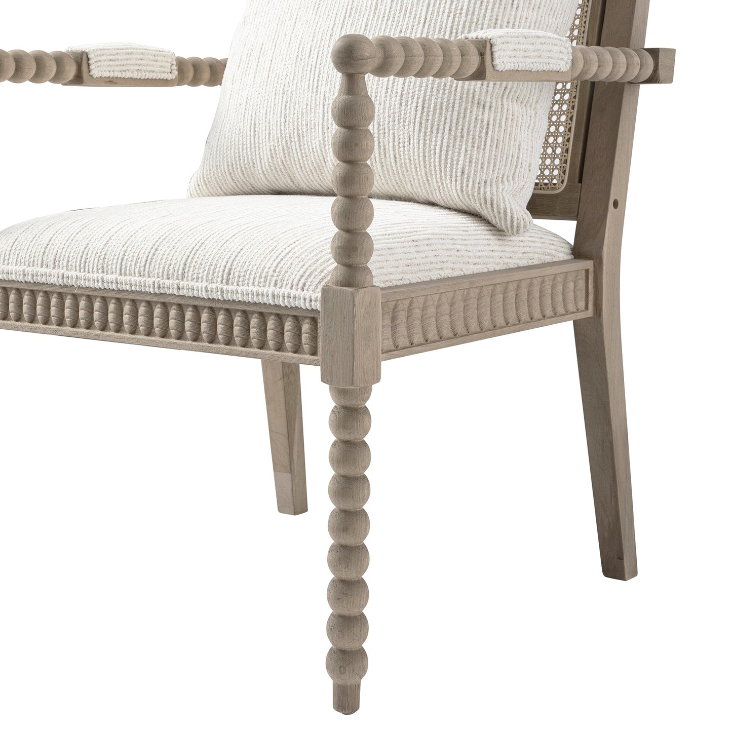 Hemingford Beige Textured Fabric Bobbin Washed Oak Armchair