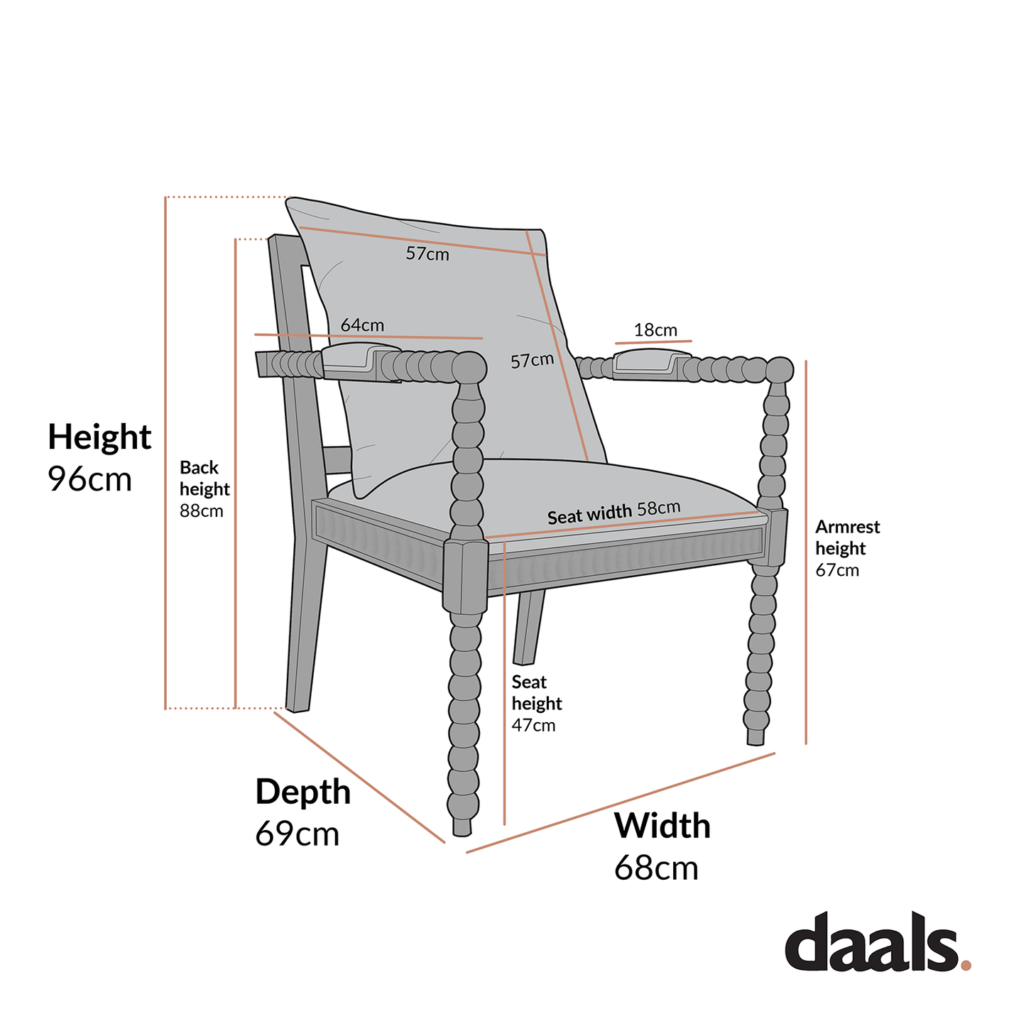 Hemingford Rust Velvet Bobbin Washed Oak Armchair