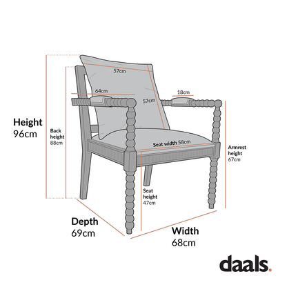 Hemingford Rust Velvet Bobbin Washed Oak Armchair