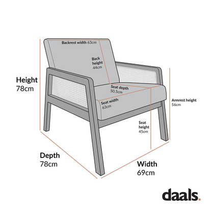 Fyne Tan Faux Leather Light Walnut Frame Rattan Armchair
