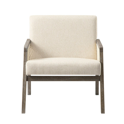 Fyne Oatmeal Fabric Weathered Oak Frame Rattan Armchair