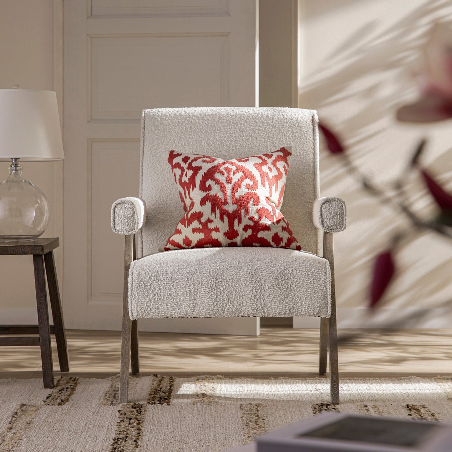 Chinnor Beige Boucle Weathered Oak Frame Accent Chair
