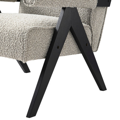 Chinnor Taupe Boucle Black Oak Frame Accent Chair