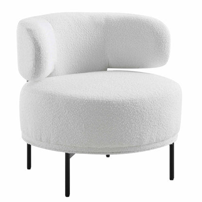 Penn White Boucle Wing Back Accent Chair