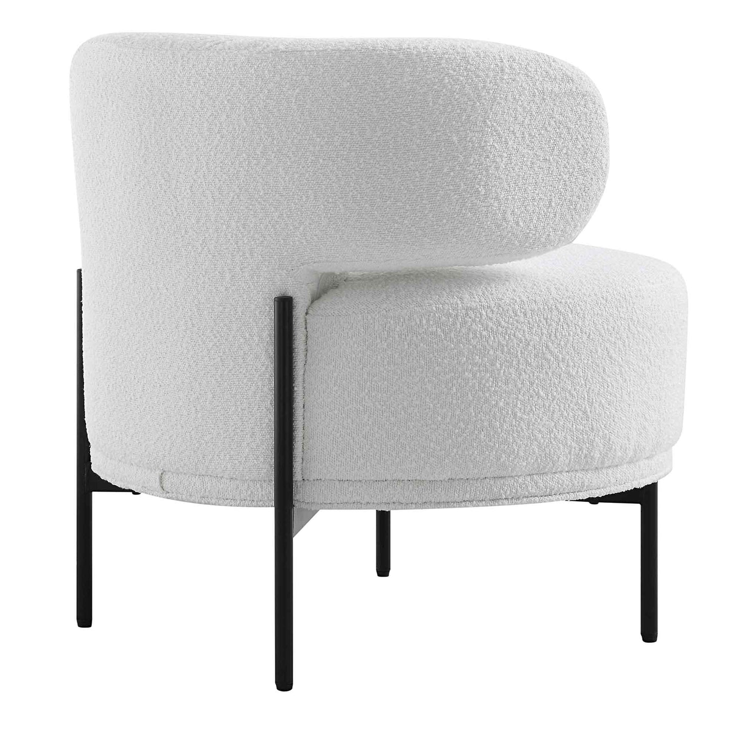 Penn White Boucle Wing Back Accent Chair