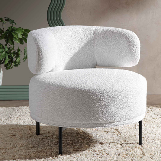 Penn White Boucle Wing Back Accent Chair