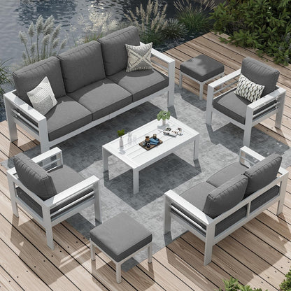 AECOJOY 7 Pieces Aluminum Patio Furniture Set Outdoor Conversation Set