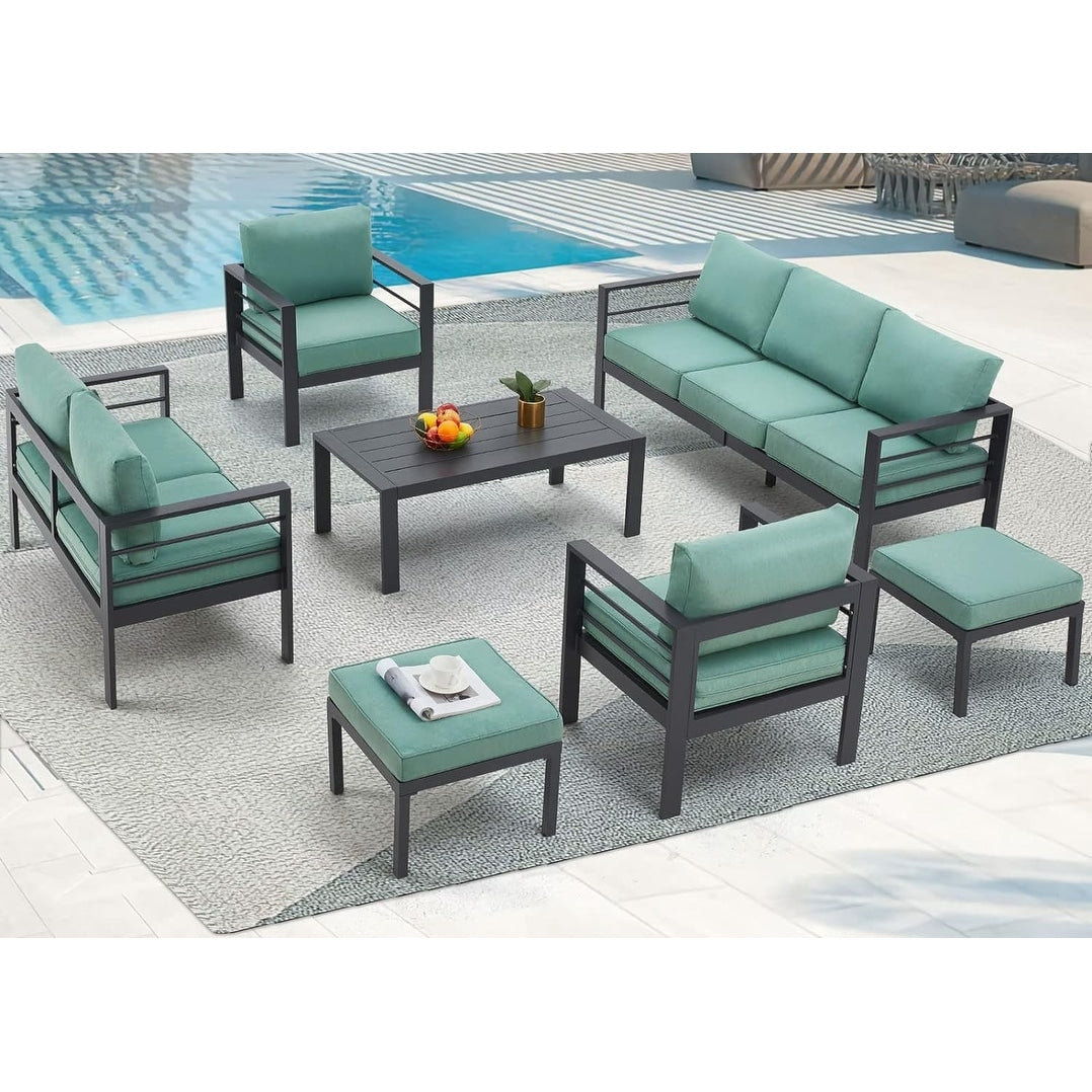 AECOJOY 7 Pieces Aluminum Patio Furniture Set Outdoor Conversation Set