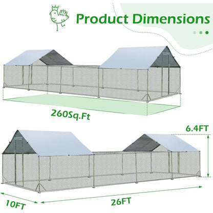 AECOJOY Large Metal Chicken Coop Run Walk-in Metal Chicken Cage