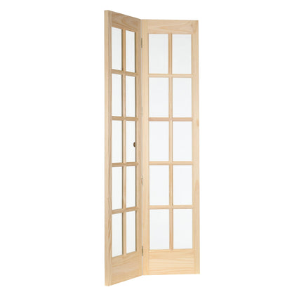 AWC Traditional Divided Glass Unfinished Pine 30-inch Bifold Door