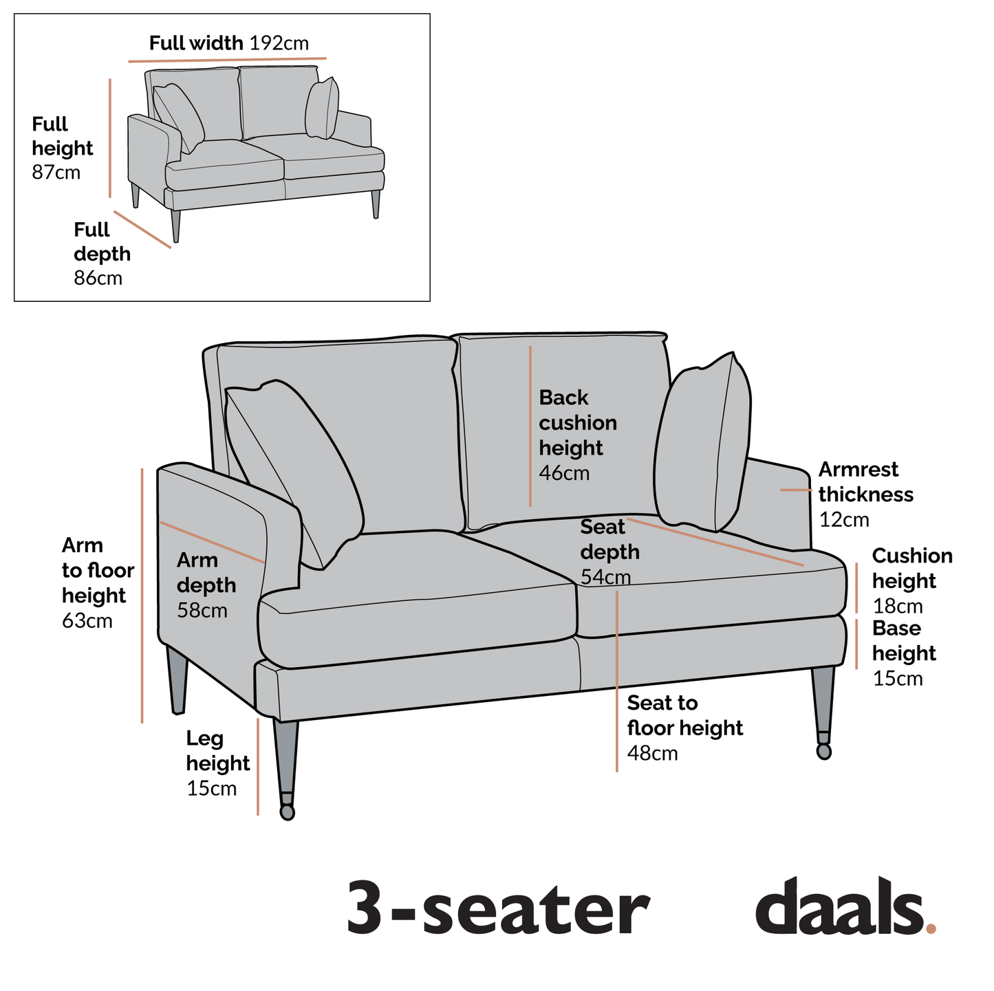 Brigette 3-Seater Teal Velvet Sofa with Antique Brass Castor Legs