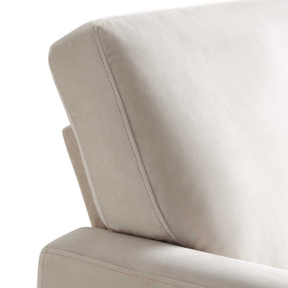 Brigette Beige Velvet Armchair with Antique Brass Castor Legs