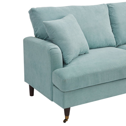 Brigette 2-Seater Mint Soft Brushed Sofa with Antique Brass Castor Legs