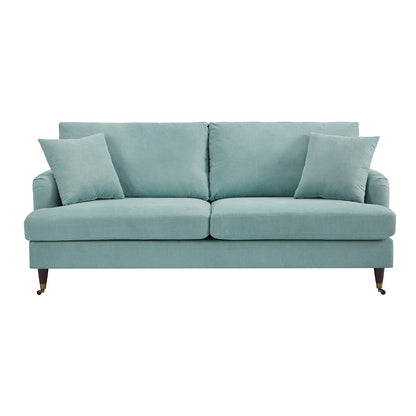 Brigette 3-Seater Mint Soft Brushed Sofa with Antique Brass Castor Legs