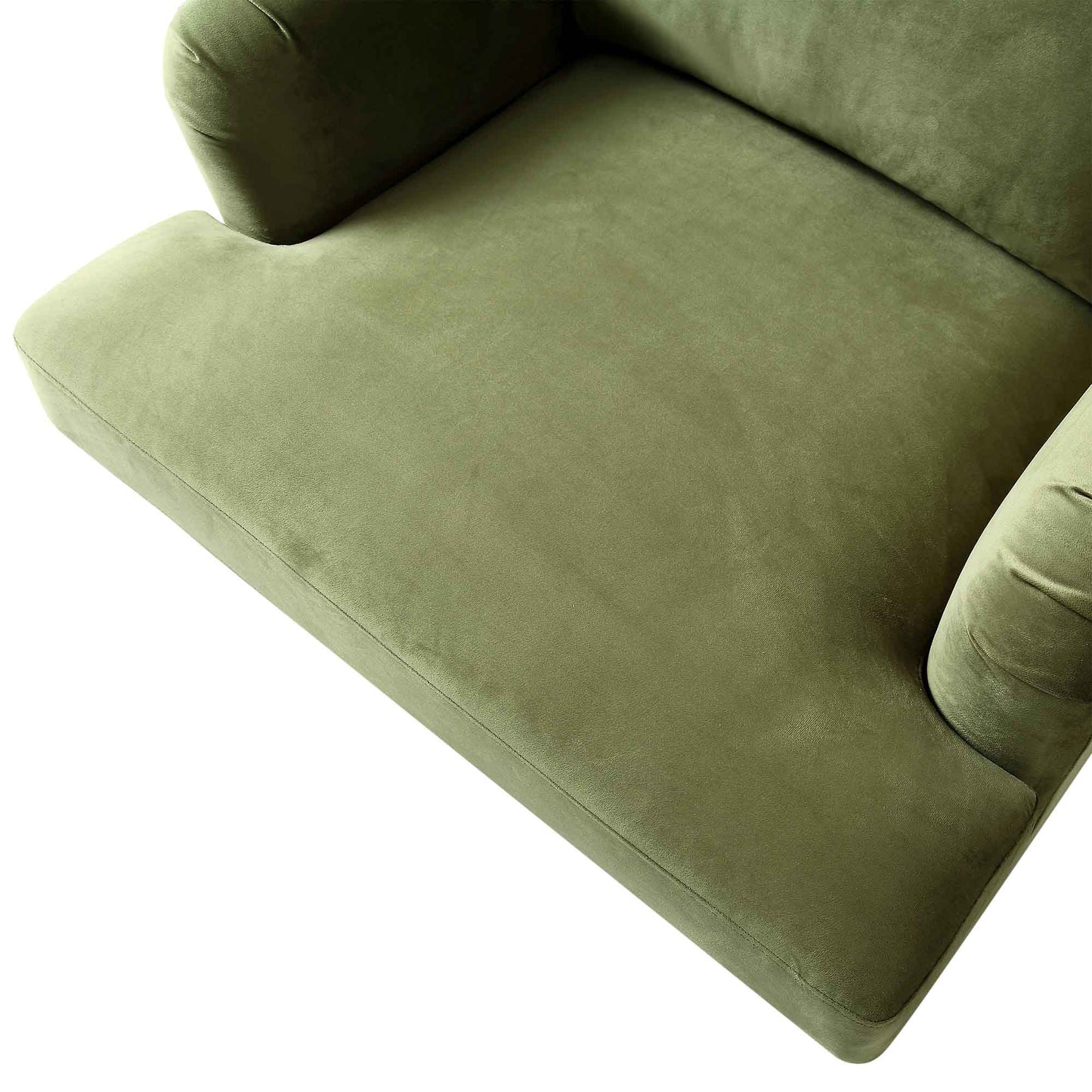 Brigette Olive Green Velvet Armchair with Antique Brass Castor Legs