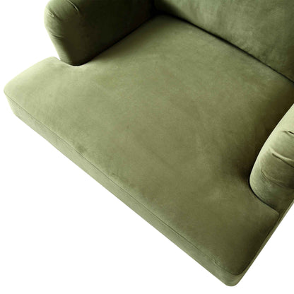 Brigette Olive Green Velvet Armchair with Antique Brass Castor Legs