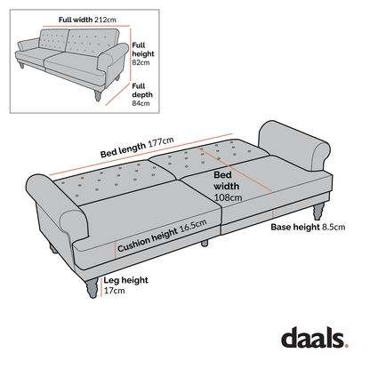 Hanney 3-Seater Chesterfield Sofabed in Moss Green Velvet