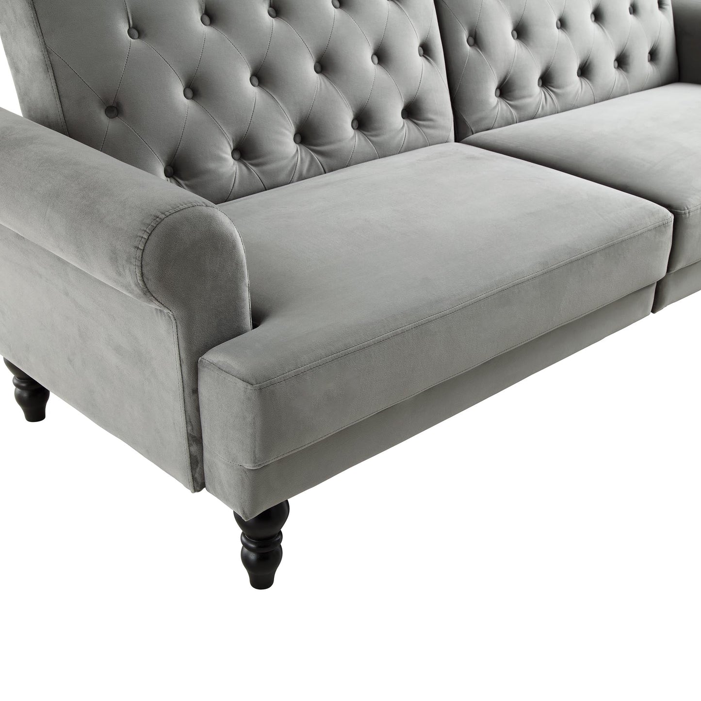 Hanney 3-Seater Chesterfield Sofabed in Grey Velvet