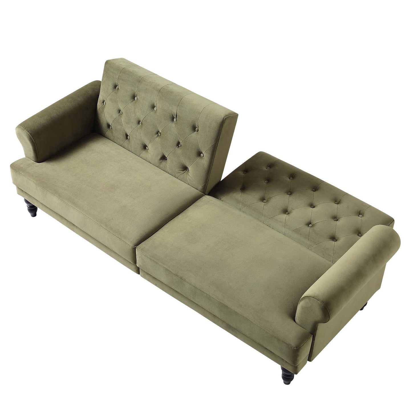 Hanney 3-Seater Chesterfield Sofabed in Moss Green Velvet