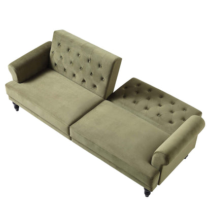 Hanney 3-Seater Chesterfield Sofabed in Moss Green Velvet