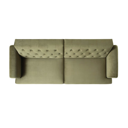 Hanney 3-Seater Chesterfield Sofabed in Moss Green Velvet