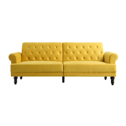 Hanney 3-Seater Chesterfield Sofabed in Mustard Yellow Velvet