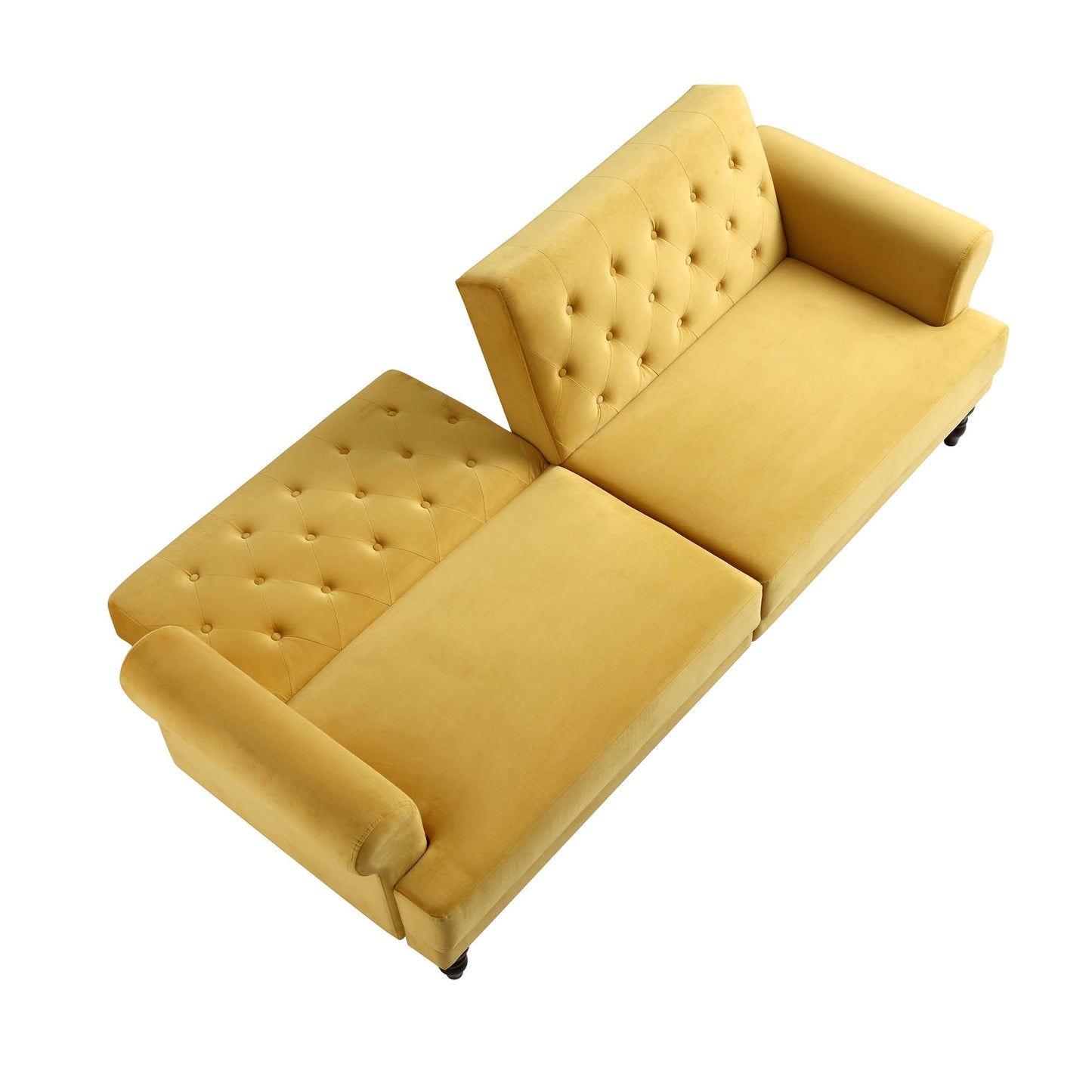 Hanney 3-Seater Chesterfield Sofabed in Mustard Yellow Velvet