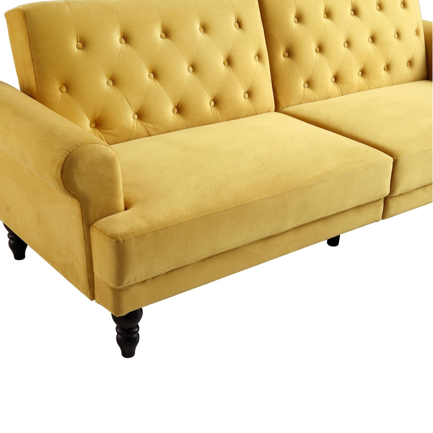 Hanney 3-Seater Chesterfield Sofabed in Mustard Yellow Velvet