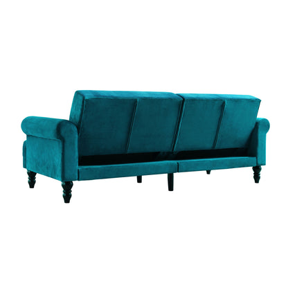 Hanney 3-Seater Chesterfield Sofabed in Teal Velvet