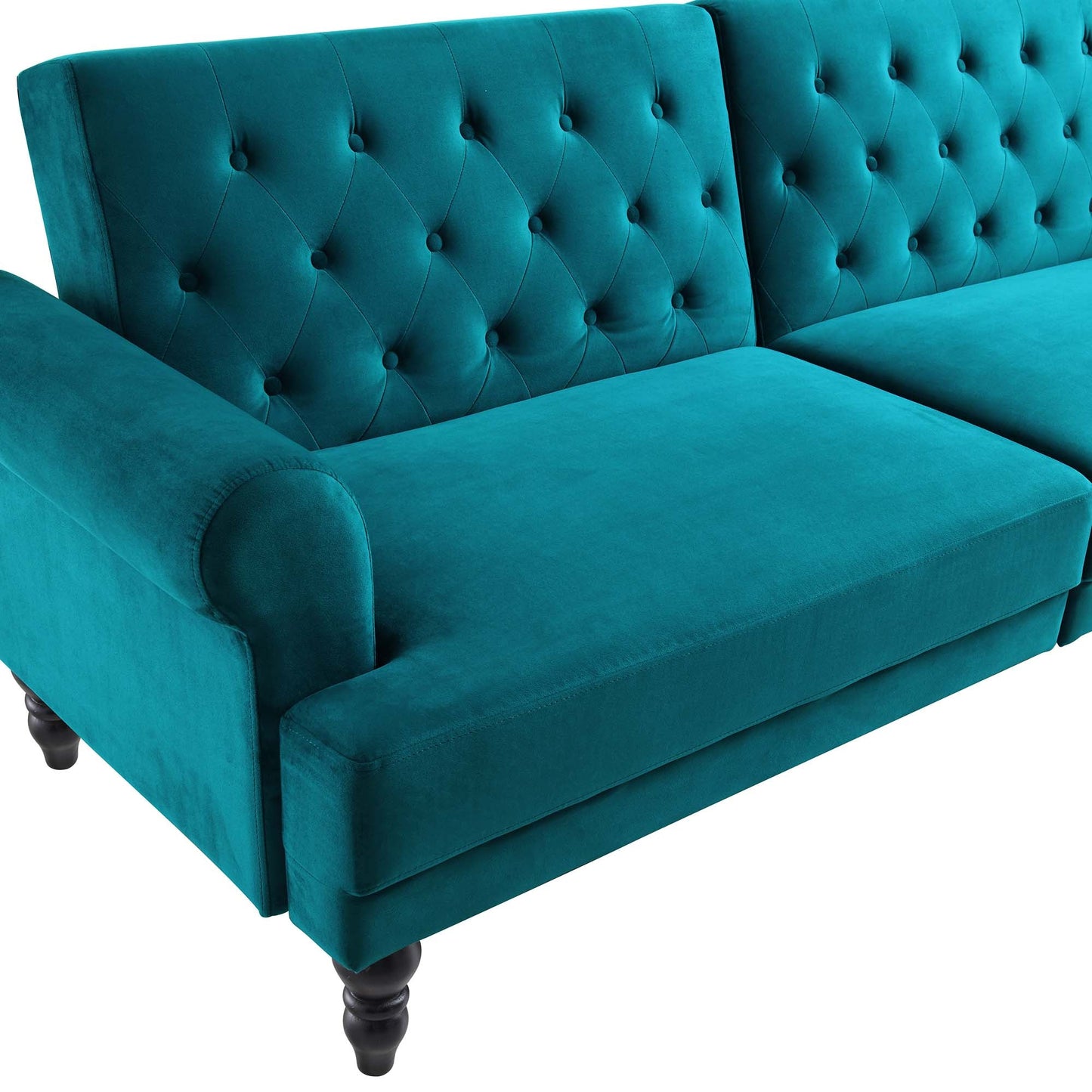Hanney 3-Seater Chesterfield Sofabed in Teal Velvet