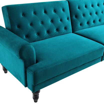 Hanney 3-Seater Chesterfield Sofabed in Teal Velvet