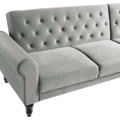 Hanney Chesterfield Chaise Sofabed in Grey Velvet