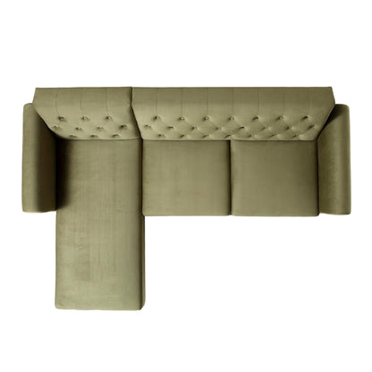 Hanney Chesterfield Chaise Sofabed in Moss Green Velvet