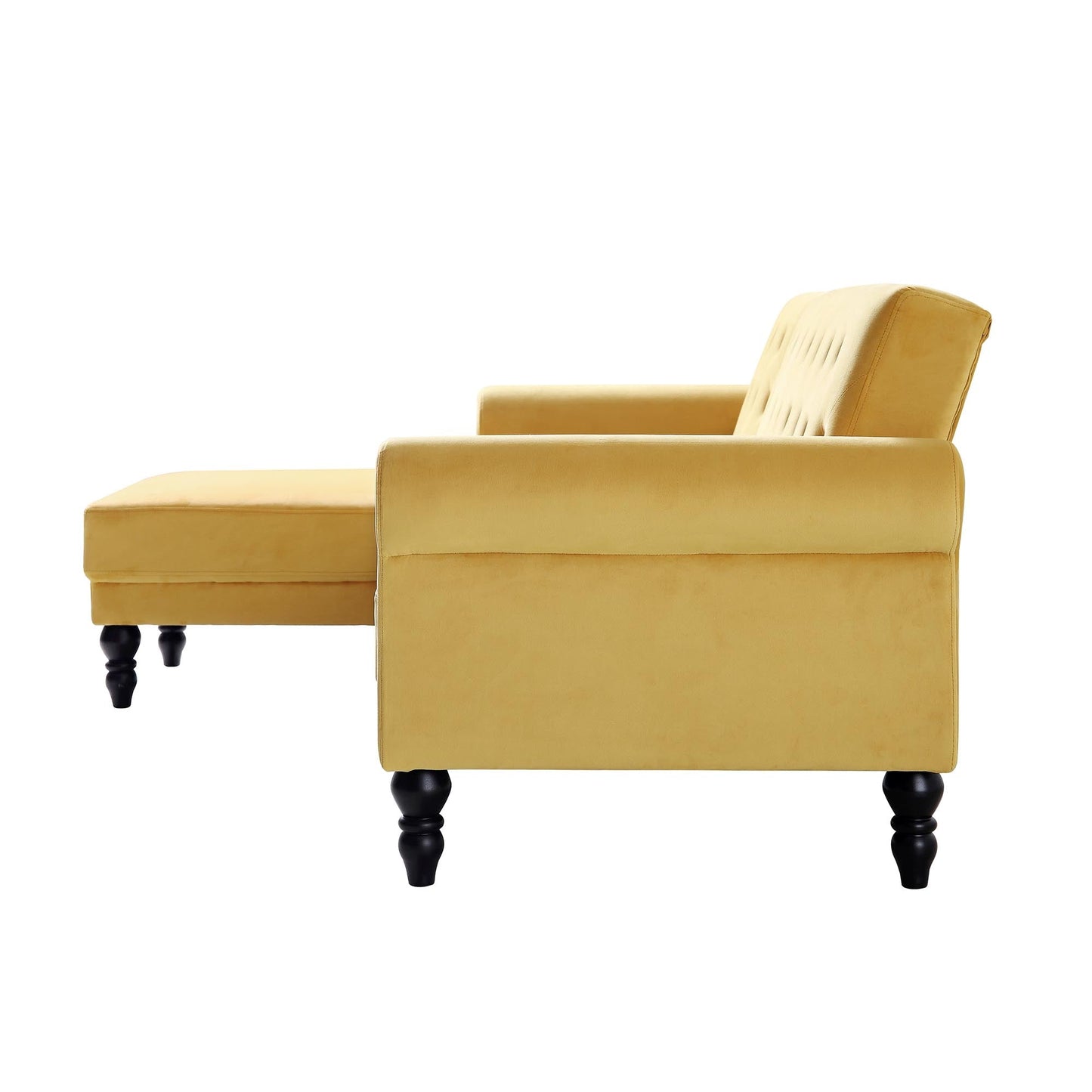 Hanney Chesterfield Chaise Sofabed in Mustard Yellow Velvet