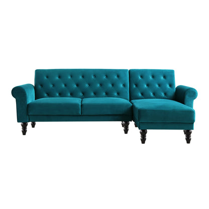 Hanney Chesterfield Chaise Sofabed in Teal Velvet