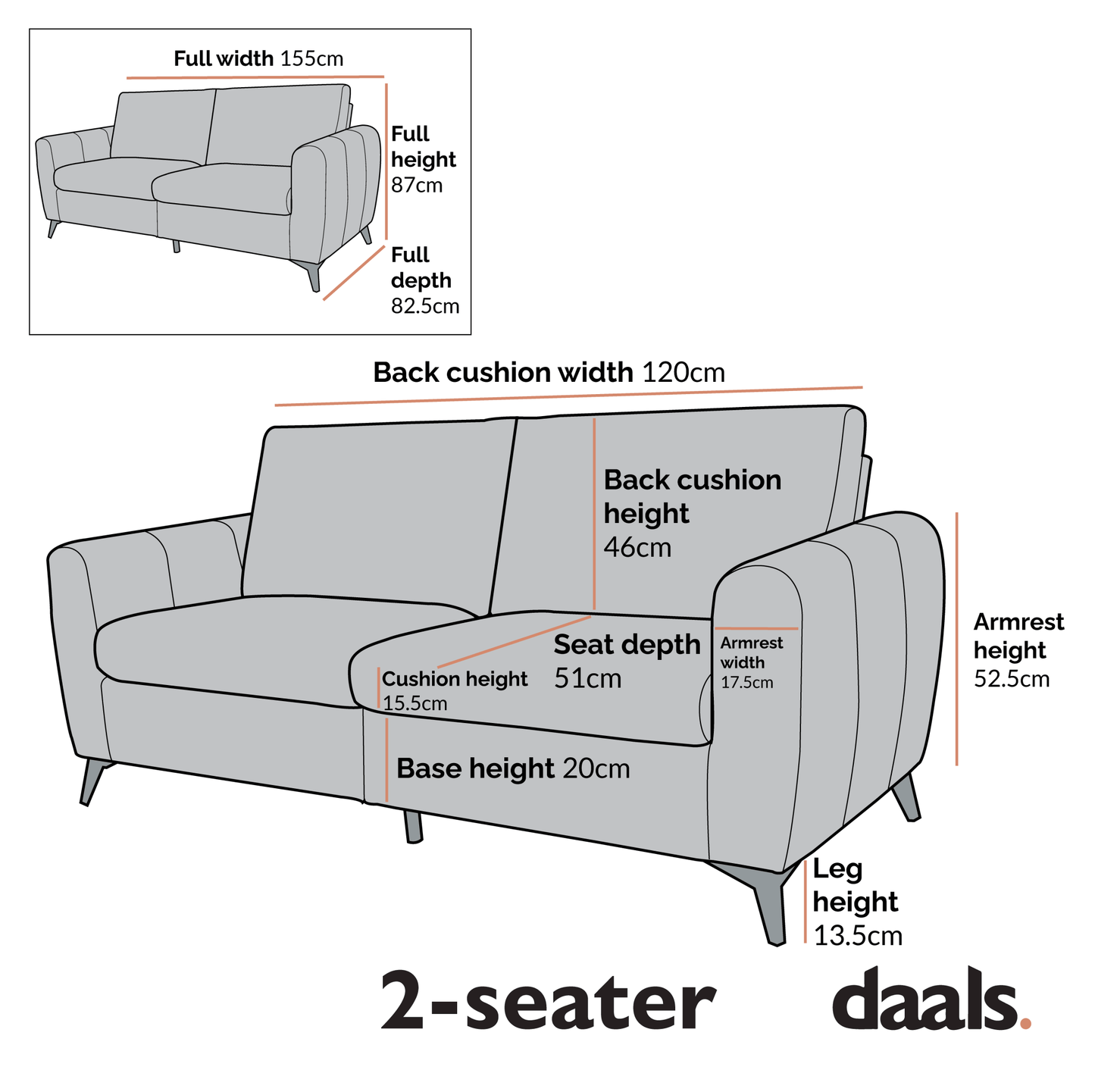 Noak 2-Seater Grey Woven Fabric Sofa with Chrome Legs