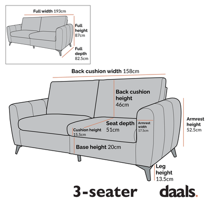 Noak 3-Seater Grey Woven Fabric Sofa with Chrome Legs